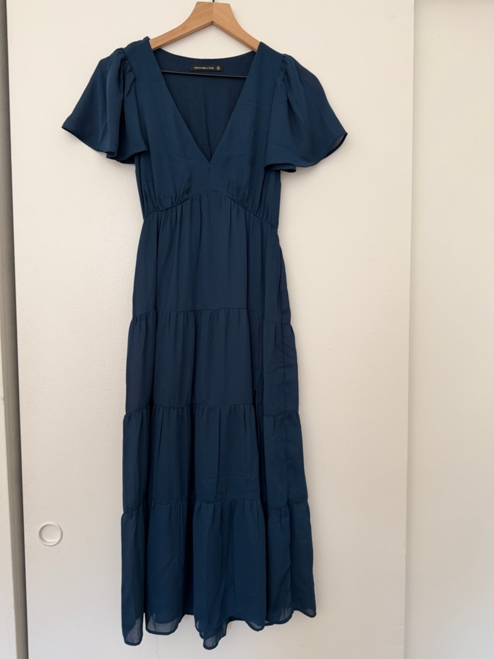 Abercrombie & Fitch Teal V-Neck Tiered Maxi Dress